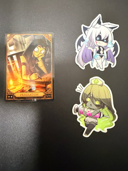 Two-Pack Chibi Kitsune and Nurse Zombie Mini Stickers